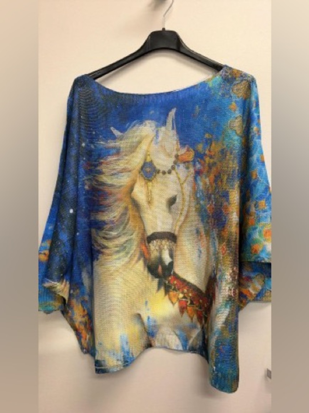 Majestic Horse Blue Printed Knit Top - Picture 2 of 2
